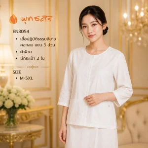 พุทธศิริ ชุดปฏิบัติธรรมสีขาว รุ่น EN3054
