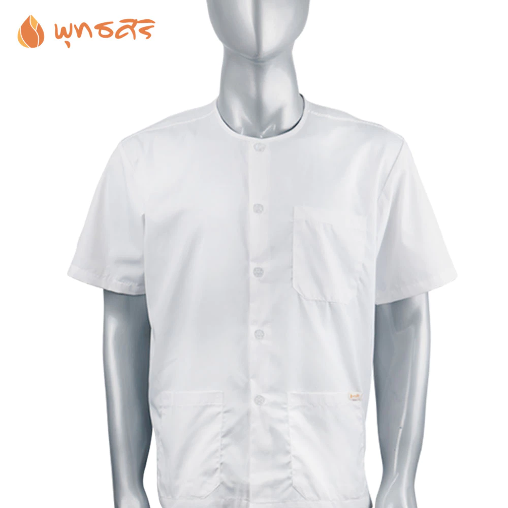 พุทธศิริ ชุดปฏิบัติธรรม EN3056 สำหรับผู้ชาย เสื้อแขนสั้น ผ้าฝ้ายใส่ไปวัด Man Clothing ผ้าไหม Shirt - Image 3