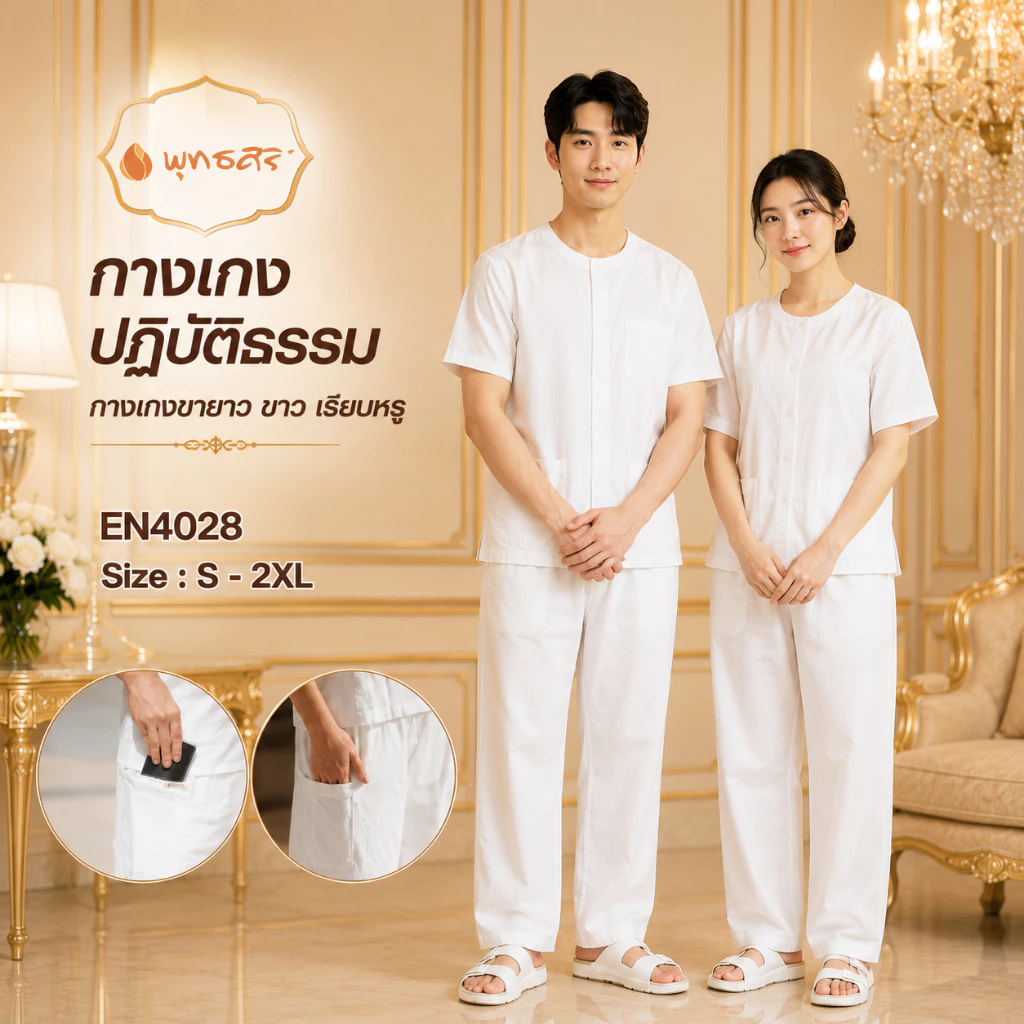 พุทธศิริ EN4028(กางเกงขายาว)ชุดปฏิบัติธรรม