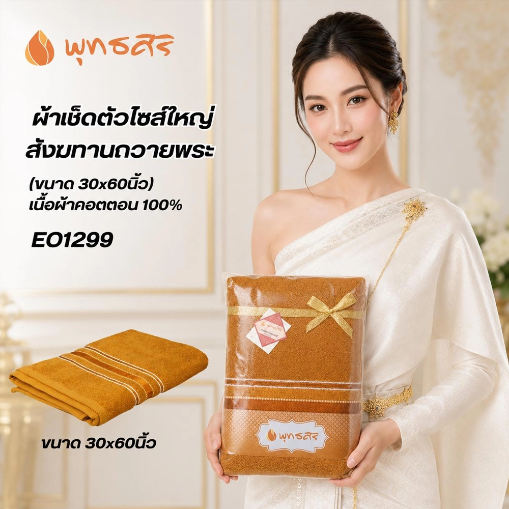 พุทธศิริ ผ้าเช็ดตัว ไซส์ใหญ่ (ขนาด 30 x60นิ้ว ) EO1299