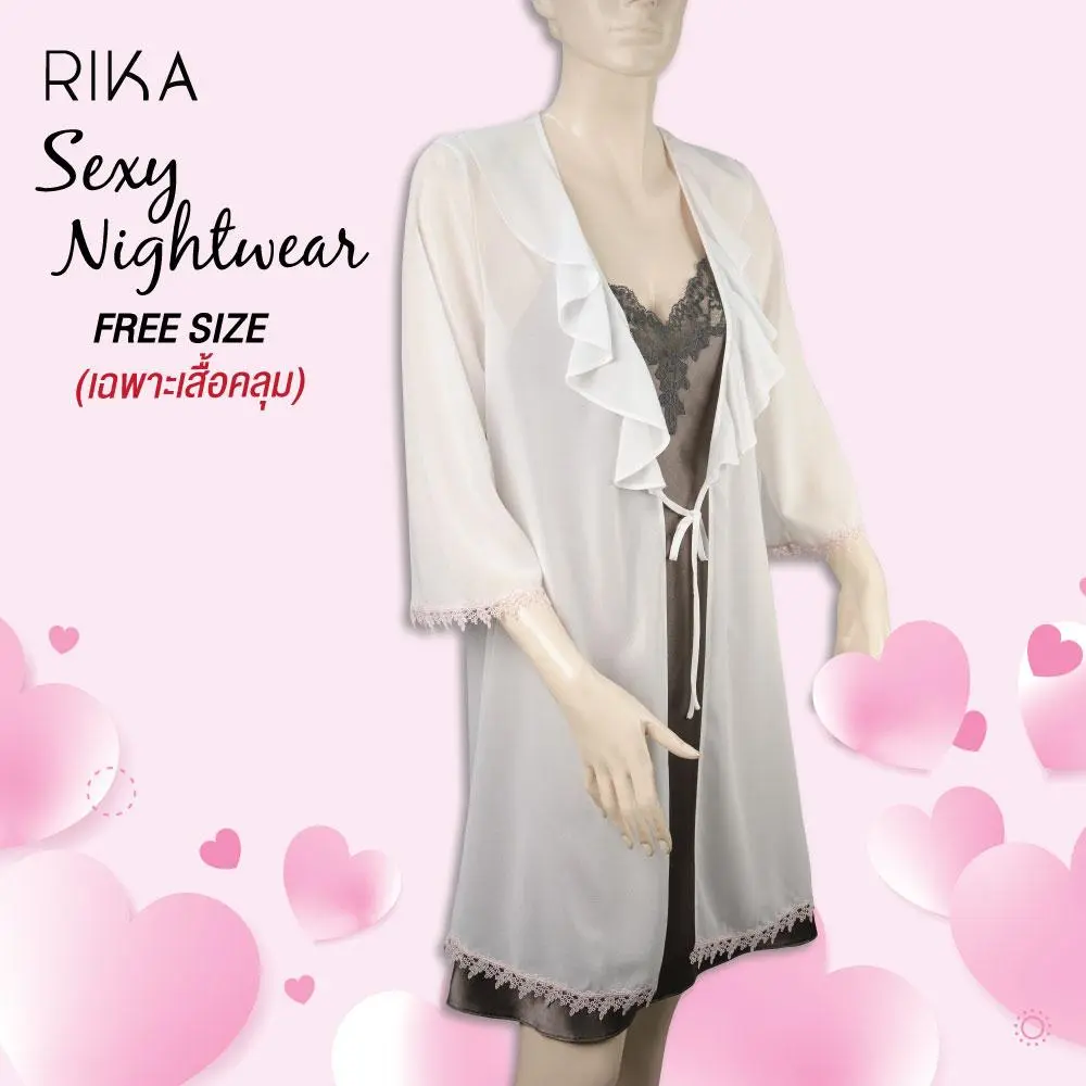 ชุดคลุมก่อนนอนรูปแบบ เสื้อคลุมแขนยาว แบรนด์ RIKA รุ่น FV3041 **เฉพาะเสื้อคลุม** - Image 5