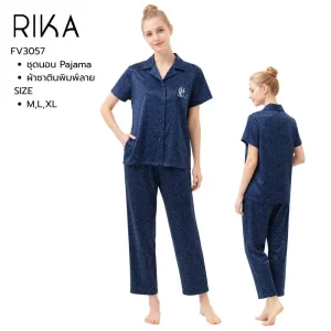 ชุดนอนผ้าซาตินพิมพ์ลาย แบรนด์ Rika รุ่น FV3057