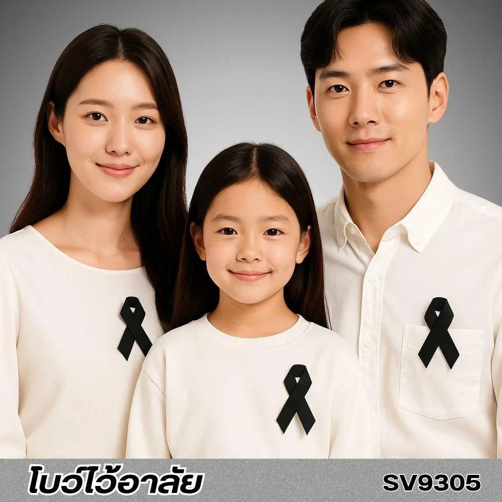 โบว์ไว้อาลัย โบว์สีดำ เข็มกลัด เข็มกลัดโบว์สีดำ ริบบิ้นสีดำ แบรนด์ Parada รหัส SV9305 - Image 6