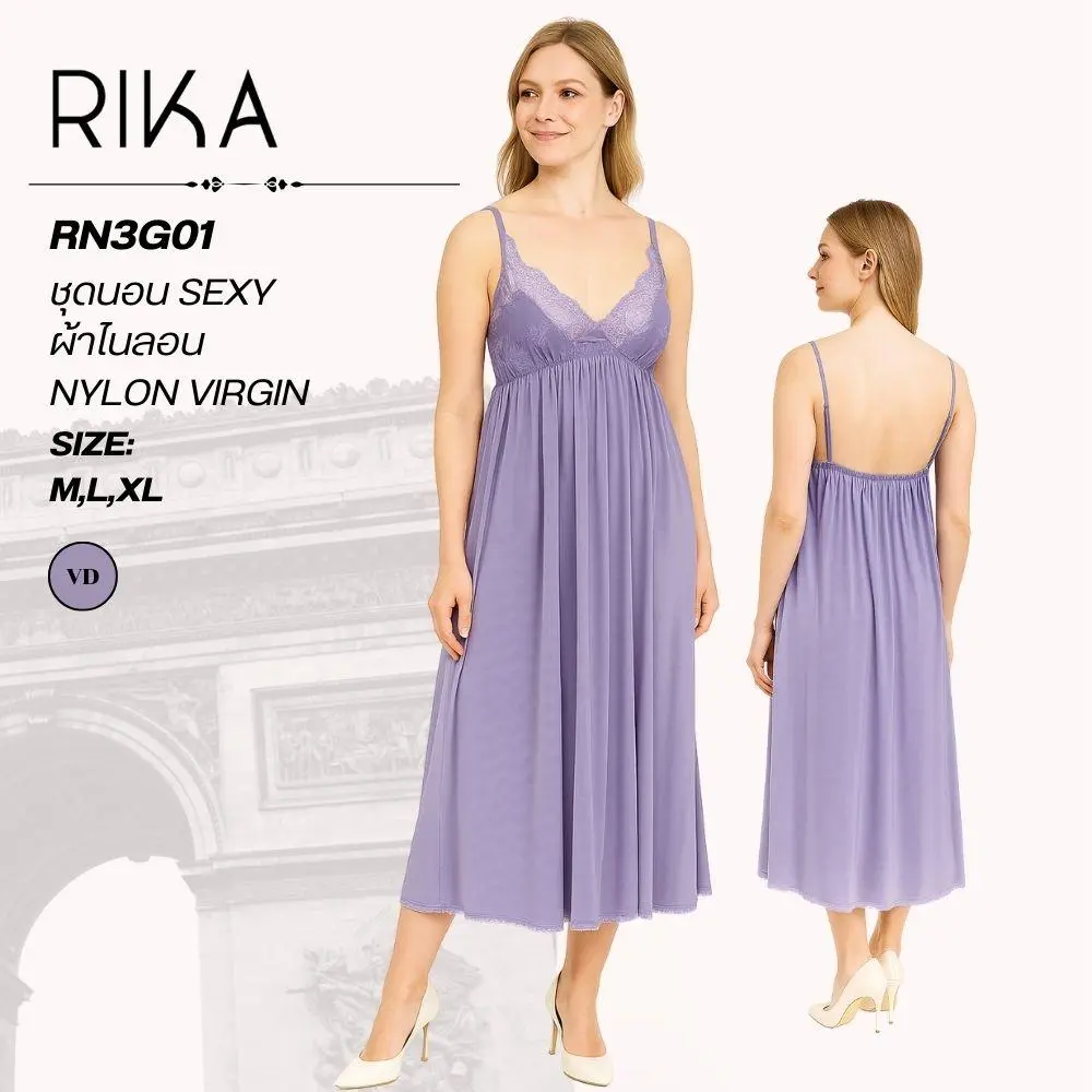 ชุดนอนผ้าไนลอนสแปนเด็กซ์ แบรนด์ RIKA รุ่นRN3G01 - Image 10